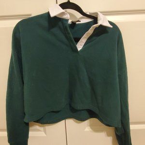 F21 Collared Green Cropped Sweater